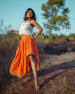 The Orange Pure Cotton Boho Skirt by threada