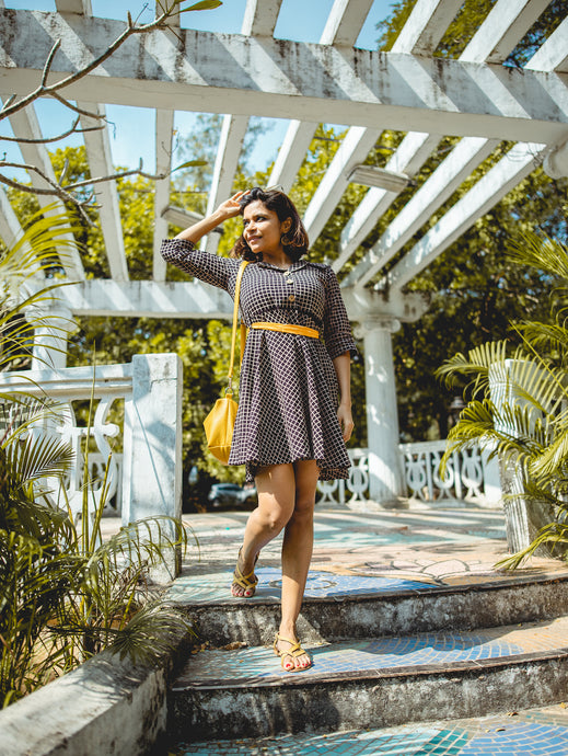 Lapel Collar Cotton Dress