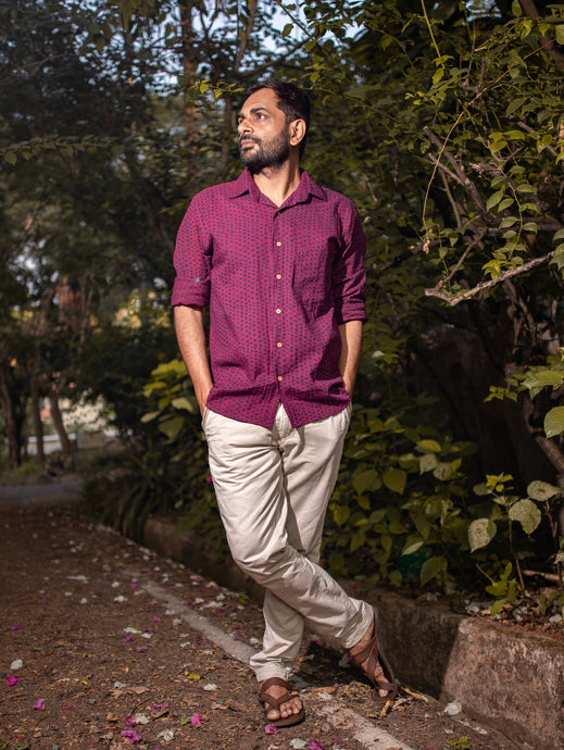 Mulberry Dots Cotton Shirt