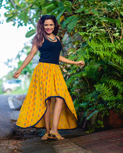 The Yellow Pure Cotton Boho Skirt by threada