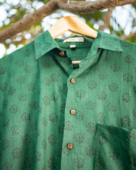 Ethnic Green Cotton Shirt